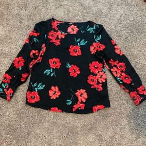 Express Floral Print Long Sleeve Blouse